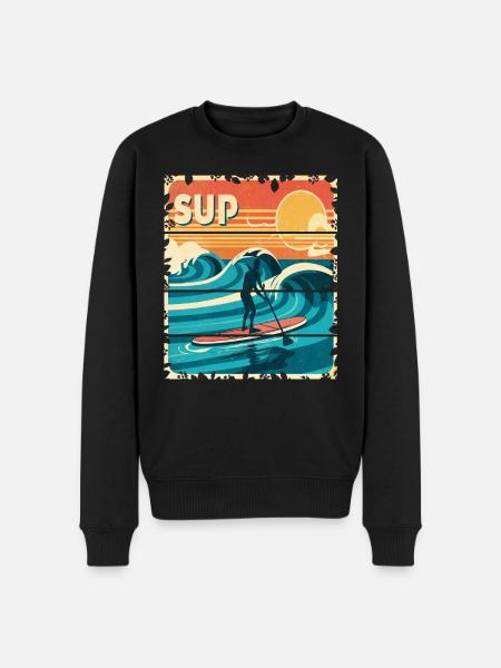 SUP 70s Retro Stand Up Paddling - Paddle Board - Männer Premium Bio Pullover - Schwarz