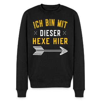Ich bin mit dieser Hexe hier - Halloween Kostüm - Männer Premium Bio Pullover - Schwarz - Vorne - Nico (187cm)