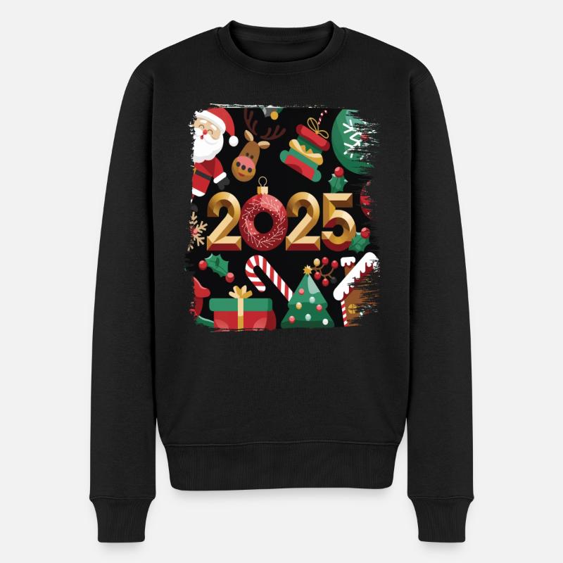 Weihnachten 2025 - Frohe Weihnachten - Männer Premium Bio Pullover - Schwarz