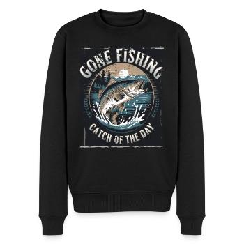 Gone Fishing catch of the day - Angeln Fischen - Männer Premium Bio Pullover - Schwarz - Vorne - Nico (187cm)