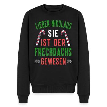 Lieber Nikolaus sie ist der Frechdachs Weihnachten - Männer Premium Bio Pullover - Schwarz - Vorne - Nico (187cm)