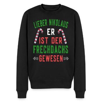 Lieber Nikolaus er ist der Frechdachs Weihnachten - Männer Premium Bio Pullover - Schwarz - Vorne - Nico (187cm)