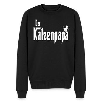 Katzen Papa - Katzen Vater - Der Katzenpapa - Männer Premium Bio Pullover - Schwarz - Vorne - Nico (187cm)