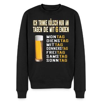 Trinke Kölsch nur an Tagen die mit G enden Bier - Männer Premium Bio Pullover - Schwarz - Vorne - Nico (187cm)