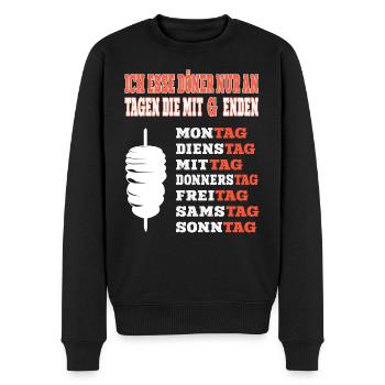 Ich esse Döner nur an Tagen die mit G enden Döner - Männer Premium Bio Pullover - Schwarz - Vorne - Nico (187cm)
