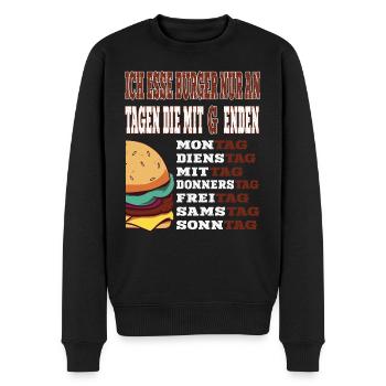 Ich esse Burger nur an Tagen die mit G enden - Männer Premium Bio Pullover - Schwarz - Vorne - Nico (187cm)