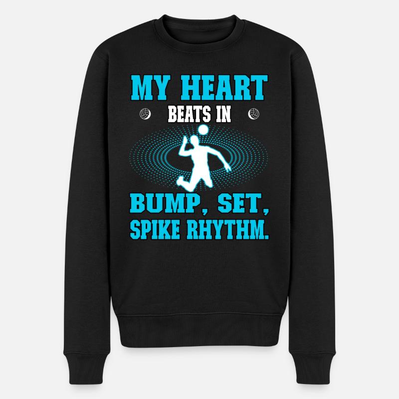Heart beats in Bump, Set, Spike Rhythm Volleyball - Männer Premium Bio Pullover - Schwarz