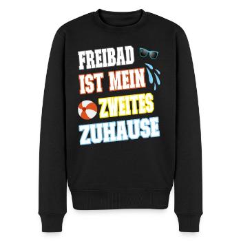 Freibad ist mein zweites zu Hause Sommerferien - Männer Premium Bio Pullover - Schwarz - Vorne - Nico (187cm)