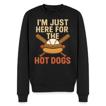 Im just here for the hot dogs - Baseball Ballpark - Männer Premium Bio Pullover - Schwarz - Vorne - Nico (187cm)