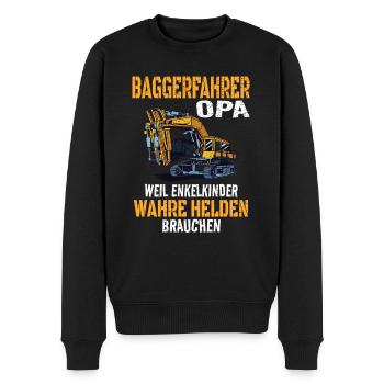 Baggerfahrer Opa Spruch Bauarbeiter Geschenkidee - Männer Premium Bio Pullover - Schwarz - Vorne - Nico (187cm)