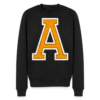 A - Buchstabe / College Style - Männer Premium Bio Pullover - Schwarz - Vorne - Nico (187cm)