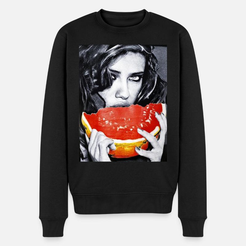 Gorgeous Melon Girl - Männer Premium Bio Pullover - Schwarz