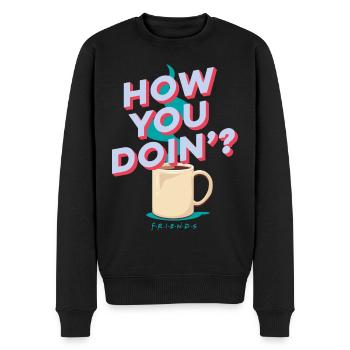 Friends How You Doin'? Joey Pick-up Line - Men's Premium Organic Jumper - black - Front - Nico (187cm)