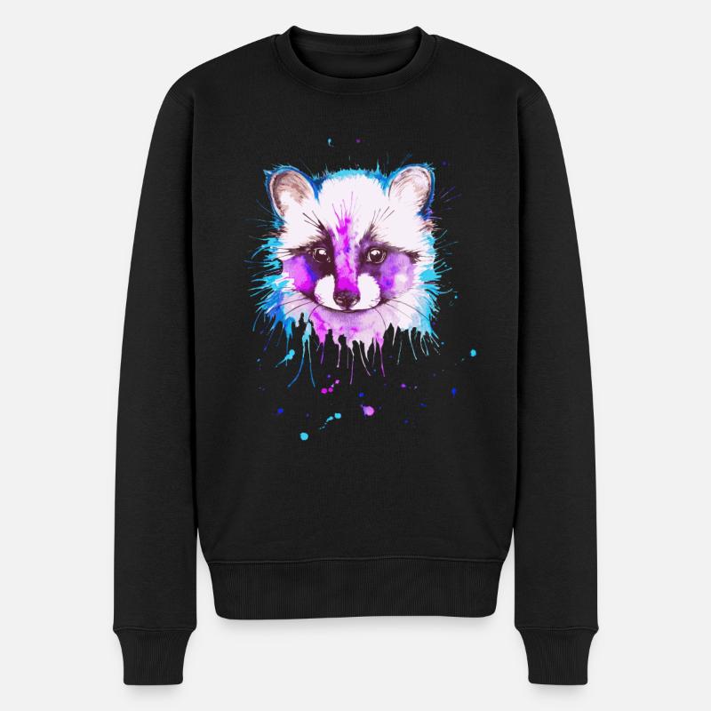 Waschbär - Männer Premium Bio Pullover - Schwarz