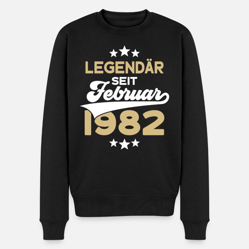 44. GEBURTSTAG LEGENDÄR SEIT FEBRUAR 1982 LEGENDE - Männer Premium Bio Pullover - Schwarz