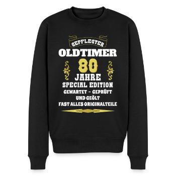 Oldtimer 80 Jahre - Männer Premium Bio Pullover - Schwarz - Vorne - Nico (187cm)
