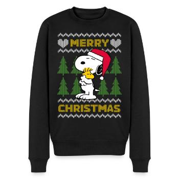 Peanuts Snoopy Weihnachten Ugly Christmas - Männer Premium Bio Pullover - Schwarz - Vorne - Nico (187cm)
