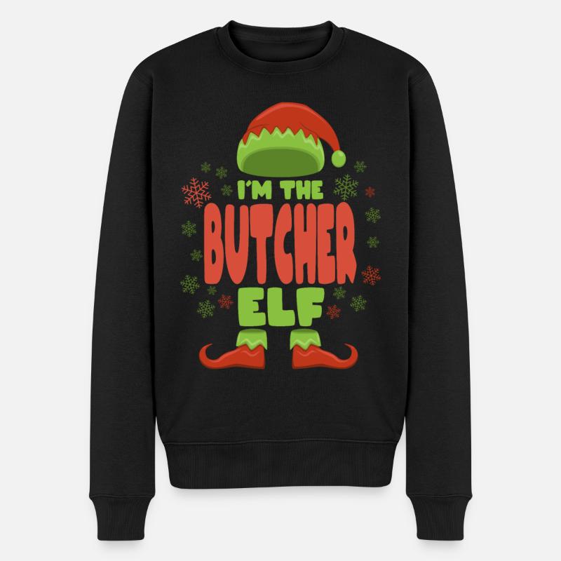 Metzger Weihnachtself - Männer Premium Bio Pullover - Schwarz