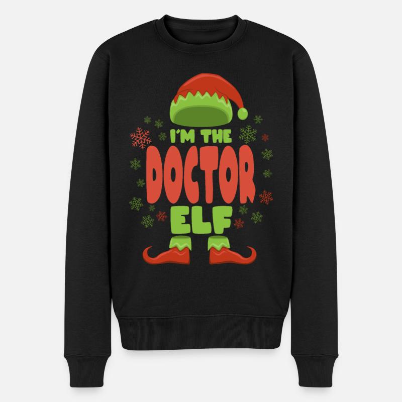 Doktor Weihnachtself - Männer Premium Bio Pullover - Schwarz