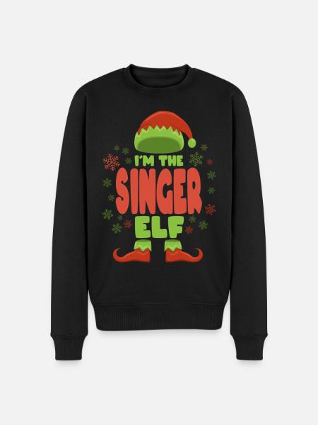 Singer Christmas Elf - Men's Premium Organic Jumper - black