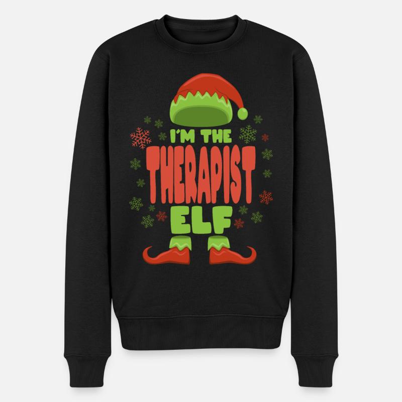 Therapeut Weihnachtself - Männer Premium Bio Pullover - Schwarz