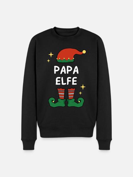 Papa Elfe - Männer Premium Bio Pullover - Schwarz