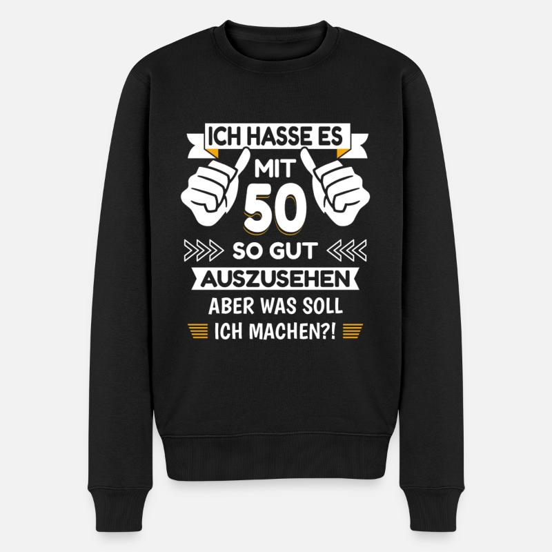 50. Geburtstag Spruch lustig - Männer Premium Bio Pullover - Schwarz
