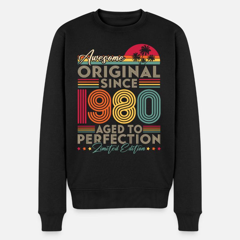 1980 Vintage Original Retro Geburtstagsgeschenk - Männer Premium Bio Pullover - Schwarz