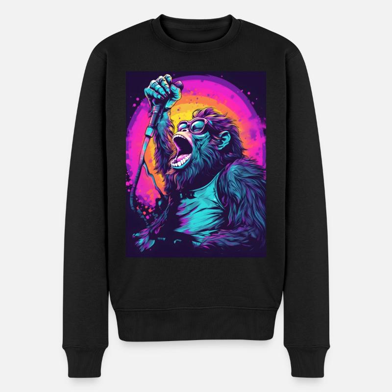 Singender Gorilla - Männer Premium Bio Pullover - Schwarz