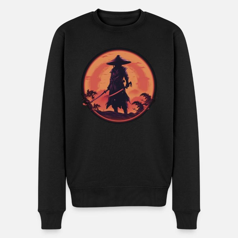 Samurai Dusk - Männer Premium Bio Pullover - Schwarz