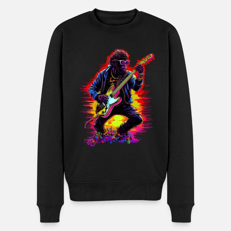 Gitarre spielender Affe - Männer Premium Bio Pullover - Schwarz