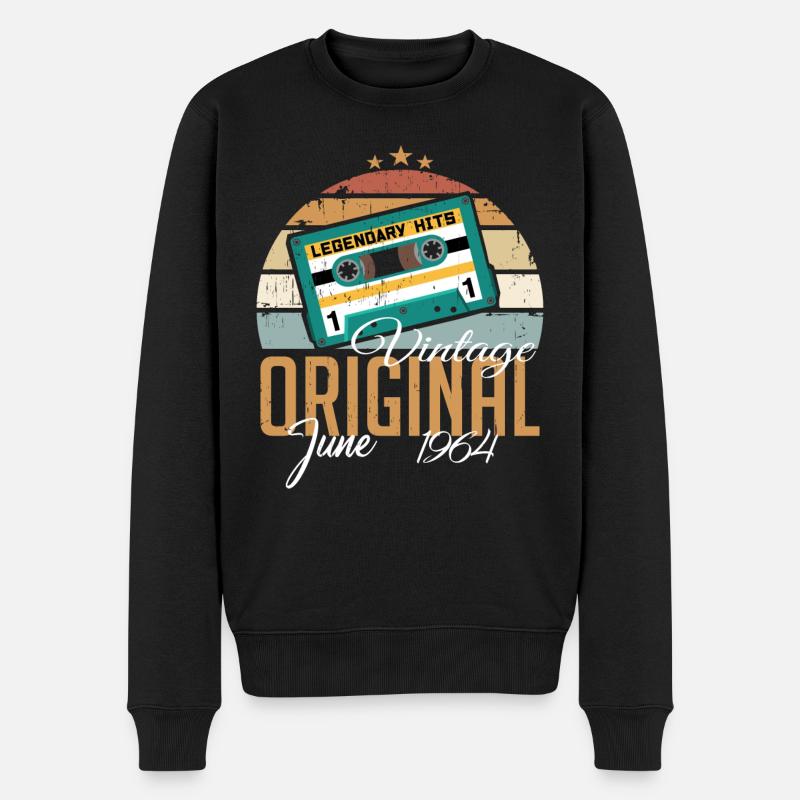 Original Juni 1964 geboren Jahrgang 1964 Retro - Männer Premium Bio Pullover - Schwarz