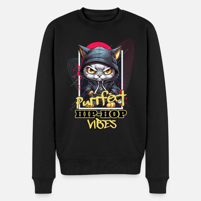 Cat Hip Hop Rap Rapper DJ Ghetto Crew Gangster - Pull Premium bio Homme - noir