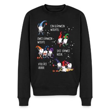 Glühwein Wichtel (Vier-Gesellen-Edition) - Männer Premium Bio Pullover - Schwarz - Vorne - Nico (187cm)