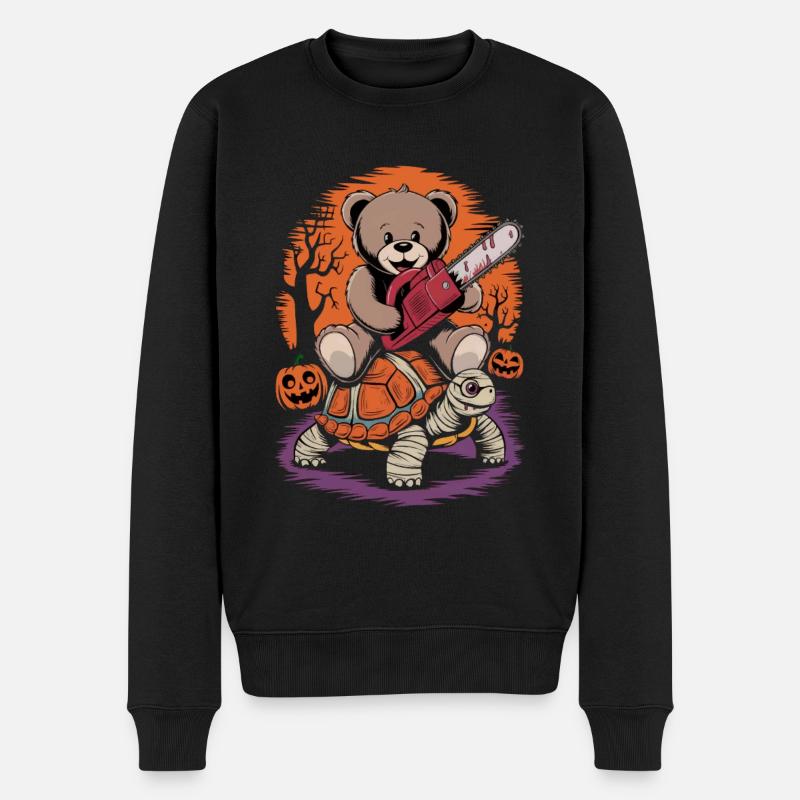 Halloween Teddy Bear Turtle Chainsaw - Men's Premium Organic Jumper - black
