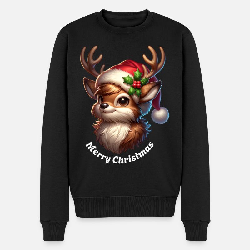 Reindeer - Männer Premium Bio Pullover - Schwarz