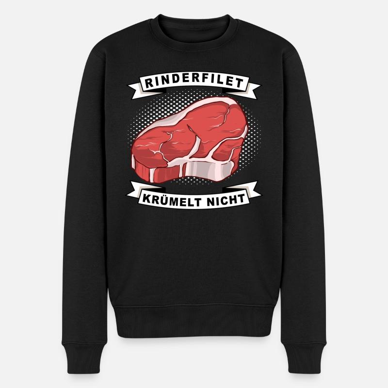 Rinderfilet krümelt nicht Spruch - Männer Premium Bio Pullover - Schwarz