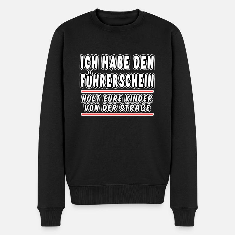 Ich habe den Führerschein bestanden Lustig Sprüche - Männer Premium Bio Pullover - Schwarz