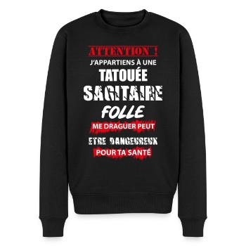 t shirt j appartiens a une femme - Pull Premium bio Homme - noir - Devant - Nico (187cm)