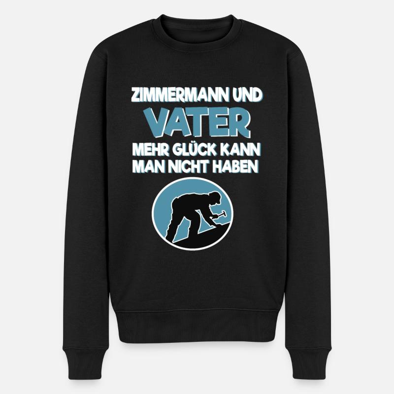 Zimmermann und Vater Papa Geschenk Geburt Spruch - Männer Premium Bio Pullover - Schwarz