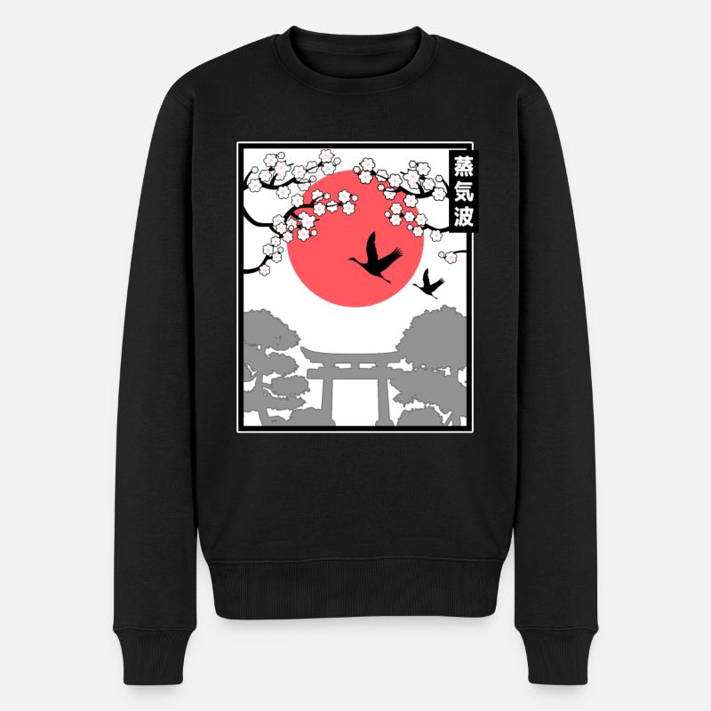 Japanisch Japan Art Style Japanische Sonne Kunst - Männer Premium Bio Pullover - Schwarz