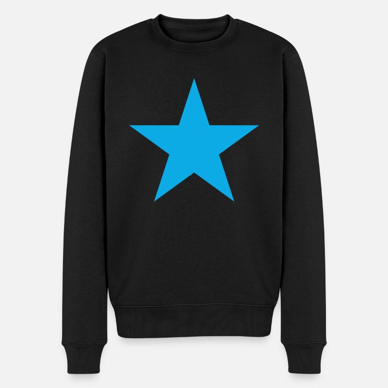 blauer Stern blue star blau Star - Männer Premium Bio Pullover - Schwarz