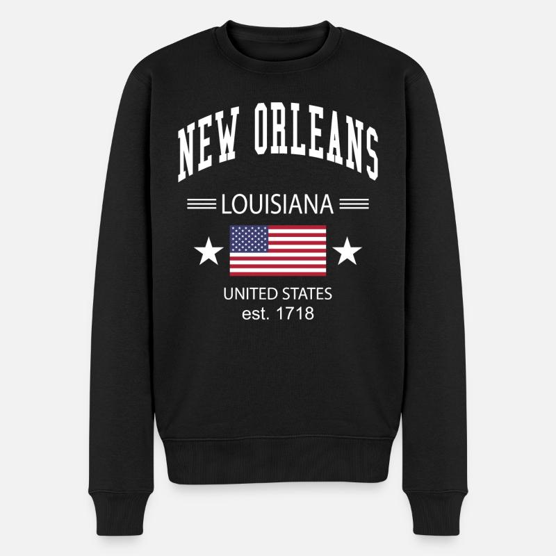 New Orleans - Männer Premium Bio Pullover - Schwarz