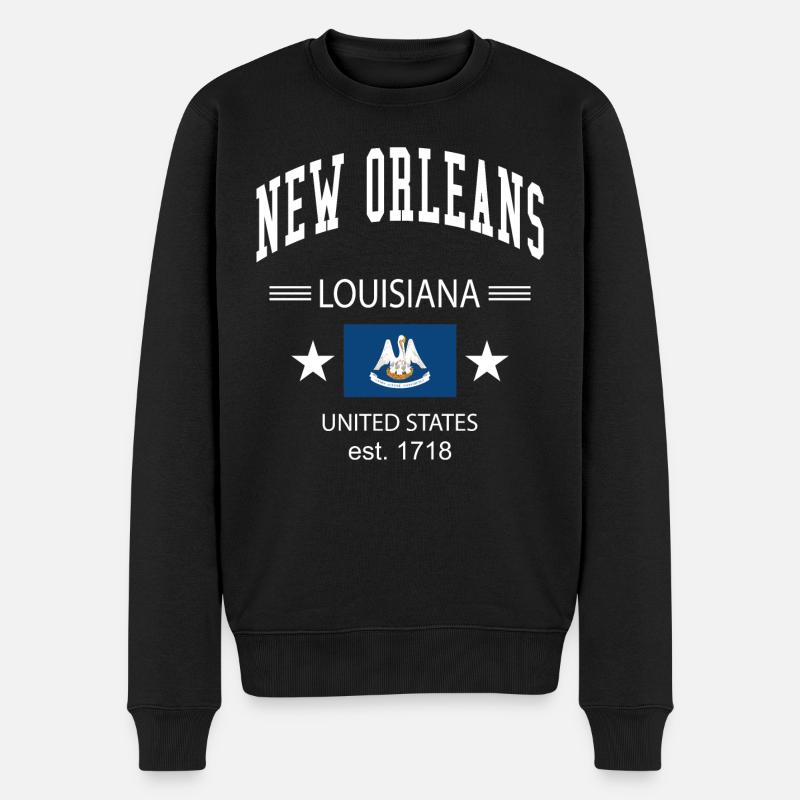 New Orleans - Männer Premium Bio Pullover - Schwarz