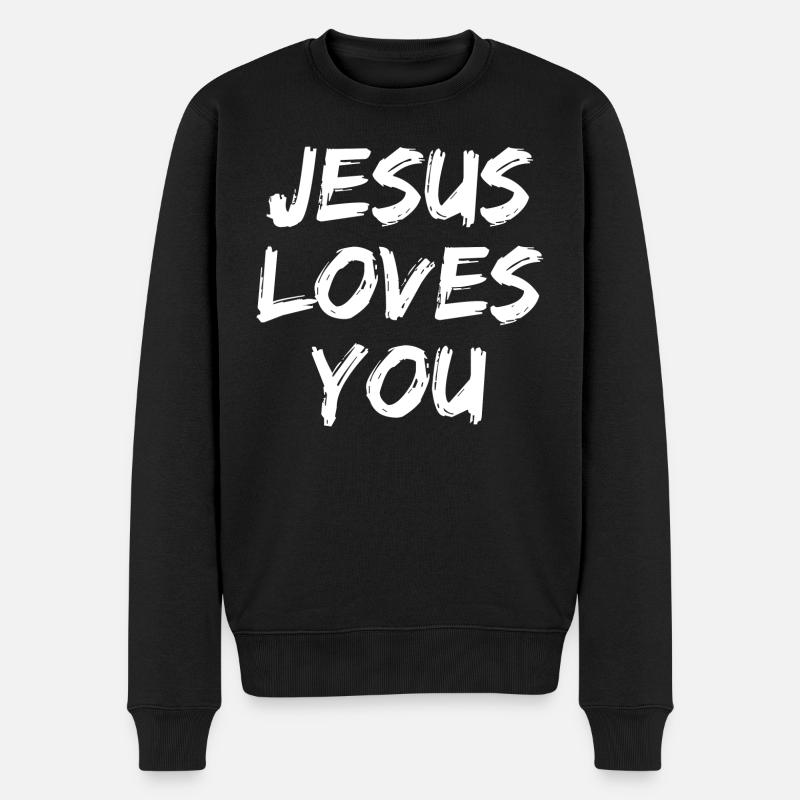 Jésus vous aime - Paroles chrétiennes - Pull Premium bio Homme - noir
