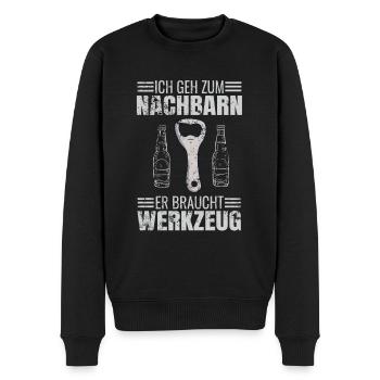 Bier Ich Geh Zum Nachbarn Er Braucht Werkzeug - Männer Premium Bio Pullover - Schwarz - Vorne - Nico (187cm)