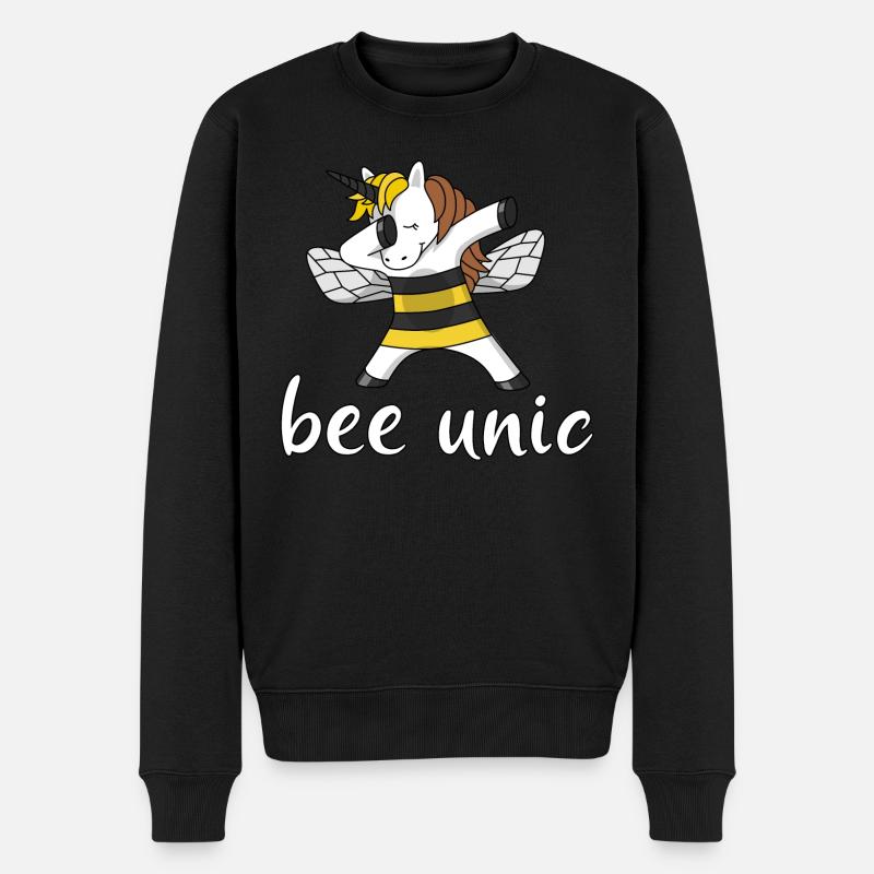 bee unic Biene Einhorn unicorn Imker Imkerin dab - Männer Premium Bio Pullover - Schwarz