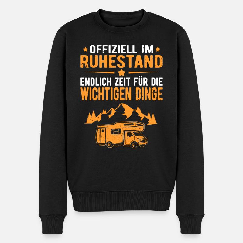 Wohnwagen Wohnmobil Campen Rentner Rente Ruhestand - Männer Premium Bio Pullover - Schwarz
