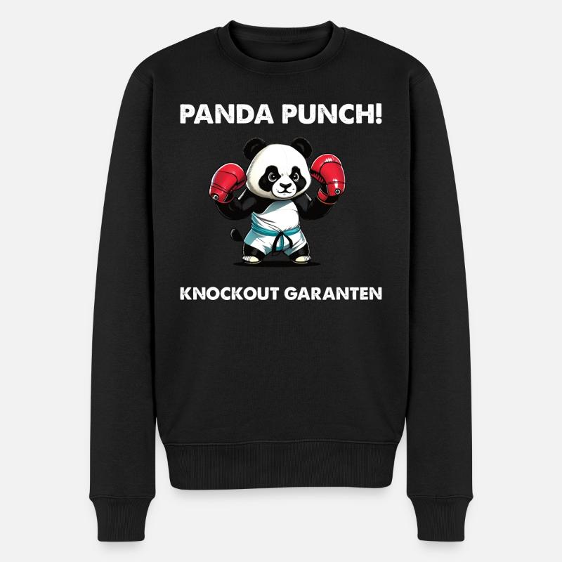 Panda Boxer Boxender Pandabär - Männer Premium Bio Pullover - Schwarz