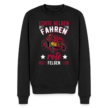 Traktor Trecker Echte Helden Fahren Rote Felgen - Männer Premium Bio Pullover - Schwarz - Vorne - Nico (187cm)